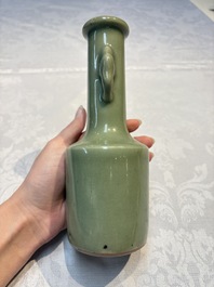 A Chinese celadon-glazed 'Kinuta' vase, Qing