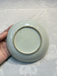 Two sets of Chinese export monogrammed polychrome cups and saucers, Qianlong/Jiaqing