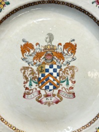 A Chinese famille rose armorial plate with the arms of Clerke for the English market, Qianlong, ca. 1765