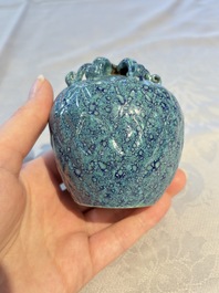 A Chinese fruit-shaped robin's egg-glazed water dropper, 19th C.