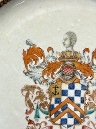 A Chinese famille rose armorial plate with the arms of Clerke for the English market, Qianlong, ca. 1765