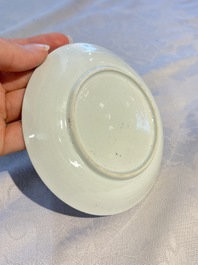 A fine Chinese famille rose 'Elegant Lady on Horseback' saucer, Yongzheng