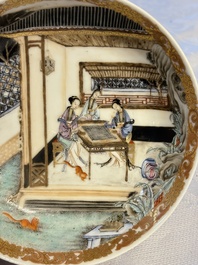 A Chinese famille rose 'Ladies Playing Go' saucer, Yongzheng