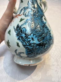 A rare Chinese polychrome Swatow 'Dragon' vase, Ming