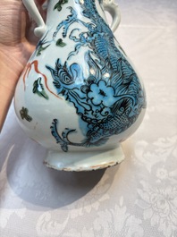 A rare Chinese polychrome Swatow 'Dragon' vase, Ming