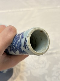 A Chinese blue and white bottle vase with floral design, hare mark, Wanli
