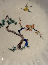 A Japanese Kakiemon-style 'Three Friends of Winter' plate, Edo, late 17/18th C.