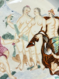 A Chinese famille rose 'The Judgement of Paris' plate, Qianlong