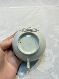 Two sets of Chinese export monogrammed polychrome cups and saucers, Qianlong/Jiaqing