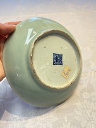 A Chinese famille verte 'Erotic Subject' plate, 19th C.