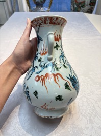 A rare Chinese polychrome Swatow 'Dragon' vase, Ming