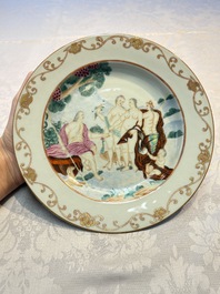 A Chinese famille rose 'The Judgement of Paris' plate, Qianlong