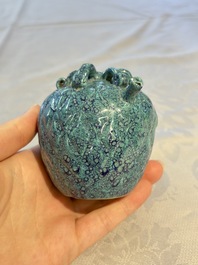 A Chinese fruit-shaped robin's egg-glazed water dropper, 19th C.