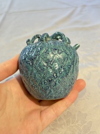 A Chinese fruit-shaped robin's egg-glazed water dropper, 19th C.