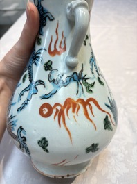 A rare Chinese polychrome Swatow 'Dragon' vase, Ming