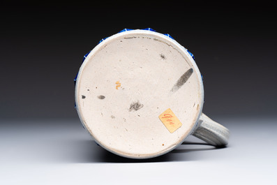 A Westerwald stoneware tankard with a mounted pewter lid, Germany, 18th C.
