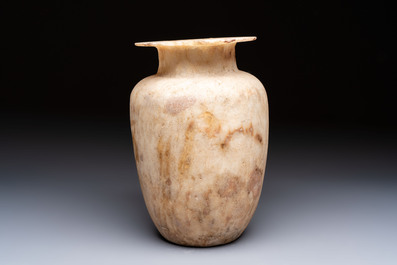 A large Egyptian alabaster jar, probably Middle Kingdom, 1987-1640 B.C.