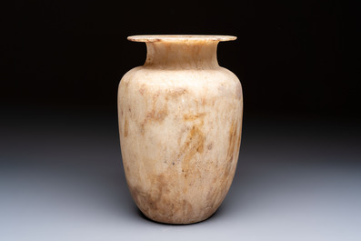 A large Egyptian alabaster jar, probably Middle Kingdom, 1987-1640 B.C.