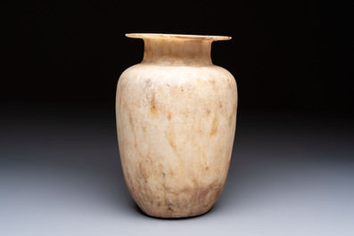 A large Egyptian alabaster jar, probably Middle Kingdom, 1987-1640 B.C.