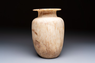 A large Egyptian alabaster jar, probably Middle Kingdom, 1987-1640 B.C.