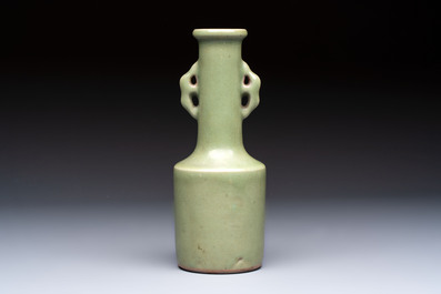 A Chinese celadon-glazed 'Kinuta' vase, Qing