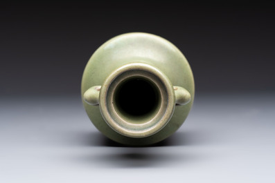 A Chinese celadon-glazed 'Kinuta' vase, Qing