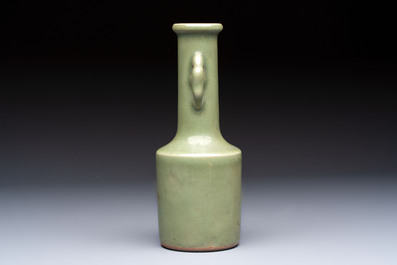 A Chinese celadon-glazed 'Kinuta' vase, Qing