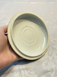 A Chinese blue and white 'Long Elizas and Playing Boys' bowl and cover, Chenghua mark, Kangxi