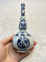 A Chinese blue and white covered ewer, a rose water sprinkler, a covered cup and saucer, jade 玉 and twin-fish mark, Kangxi