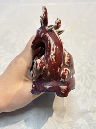 A Chinese flamb&eacute;-glazed deer, 18/19th C.