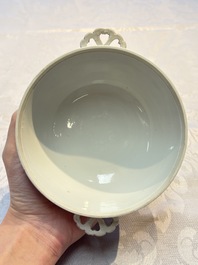 A Chinese blue and white 'Long Elizas and Playing Boys' bowl and cover, Chenghua mark, Kangxi