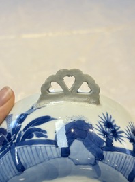 A Chinese blue and white 'Long Elizas and Playing Boys' bowl and cover, Chenghua mark, Kangxi
