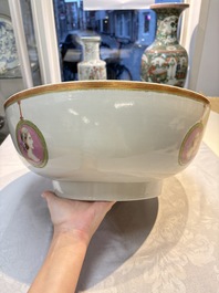 A rare and large Chinese famille rose 'Mythological Subject' punch bowl for the Danish market, Qianlong, ca. 1790