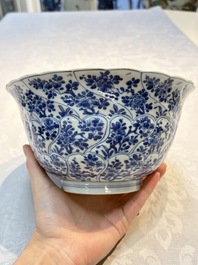Two Chinese blue and white bowls, longevity and jade mark, Kangxi