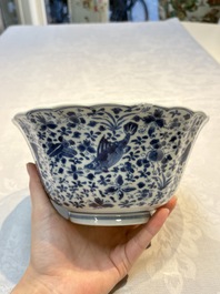 Two Chinese blue and white bowls, longevity and jade mark, Kangxi