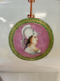 A rare and large Chinese famille rose 'Mythological Subject' punch bowl for the Danish market, Qianlong, ca. 1790
