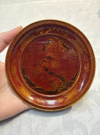 A pair of Chinese gilt lacquer plates, Ya 衙 mark, Kangxi