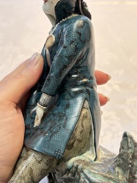 A fine and rare Chinese polychrome figure of a lady, Ye Yunhong Zhi 葉運紅製 mark, Republic