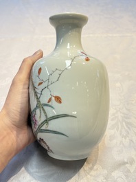 A pair of Chinese famille rose 'Pheasants' vases, Qianlong mark, Republic
