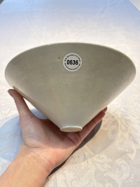 A fine Chinese qingbai conical bowl with incised floral design, Song