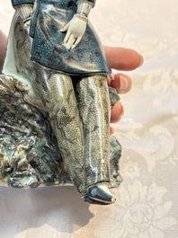 A fine and rare Chinese polychrome figure of a lady, Ye Yunhong Zhi 葉運紅製 mark, Republic