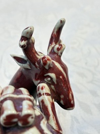A Chinese flamb&eacute;-glazed deer, 18/19th C.