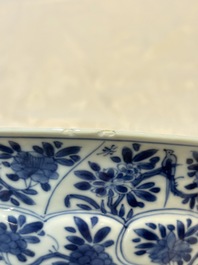A Chinese blue and white bowl with floral design and a famille verte bowl, Kangxi