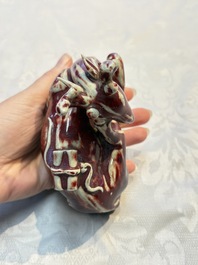 A Chinese flamb&eacute;-glazed deer, 18/19th C.