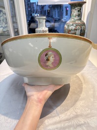 A rare and large Chinese famille rose 'Mythological Subject' punch bowl for the Danish market, Qianlong, ca. 1790