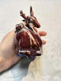 A Chinese flamb&eacute;-glazed deer, 18/19th C.