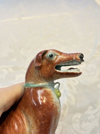 A pair of Chinese polychrome export models of dogs, Qianlong