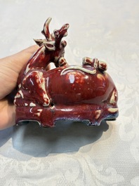 A Chinese flamb&eacute;-glazed deer, 18/19th C.