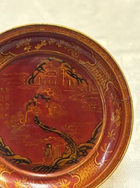 A pair of Chinese gilt lacquer plates, Ya 衙 mark, Kangxi