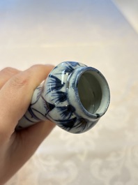 A rare Chinese blue and white 'Immortals' garlic-mouth bottle vase, Wanli/Tianqi